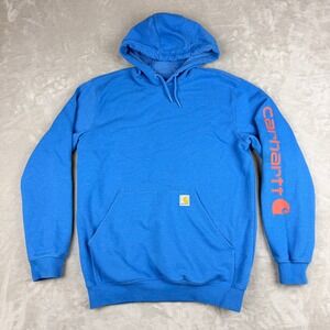 Carhartt Loose Fit Hoodie Mens M Azure Blue Sleeve Graphic Work Street TS0288-M